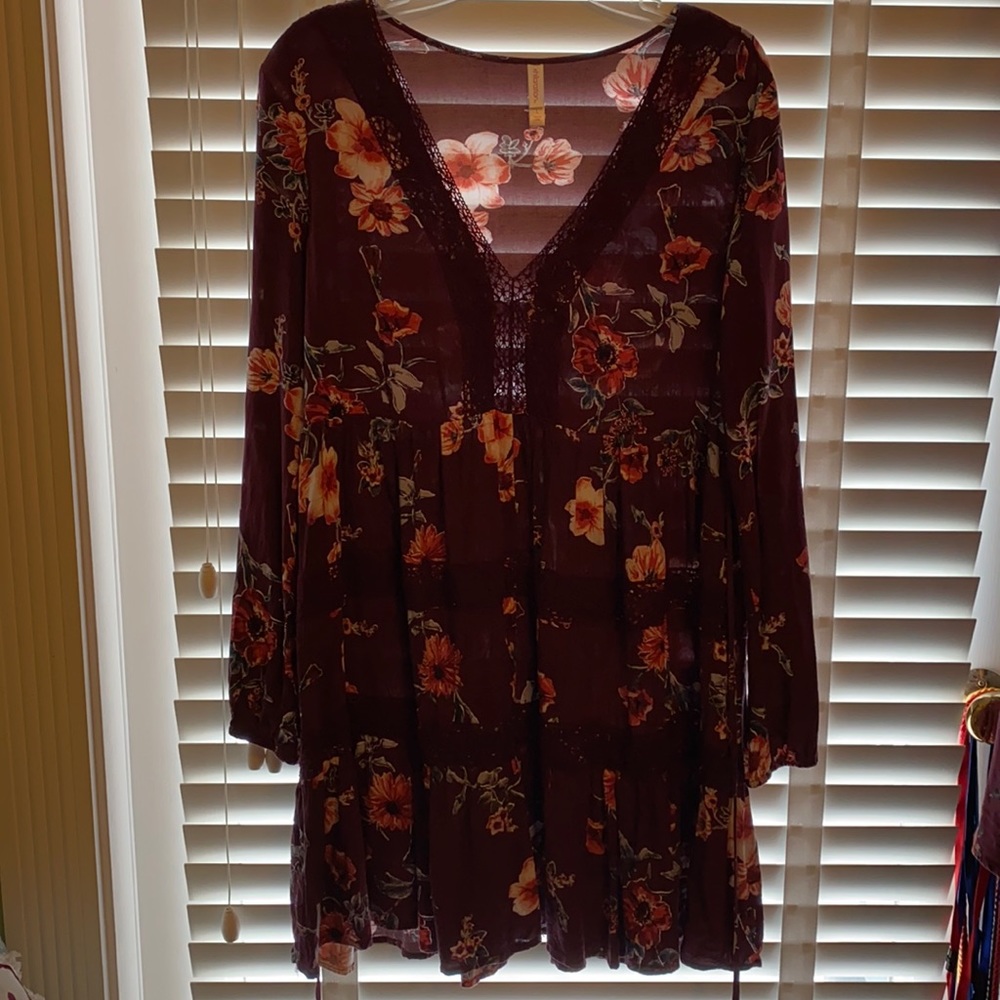 Target/xhilaration maroon floral dress. Never worn
